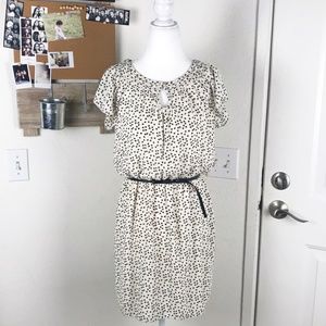 Max Studio Cream and Black Heart Print Dress Sz S